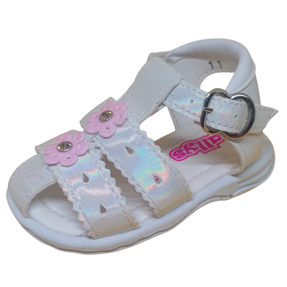 Allys 242 sandalia piel blanco flores bebe niña 10 a 12