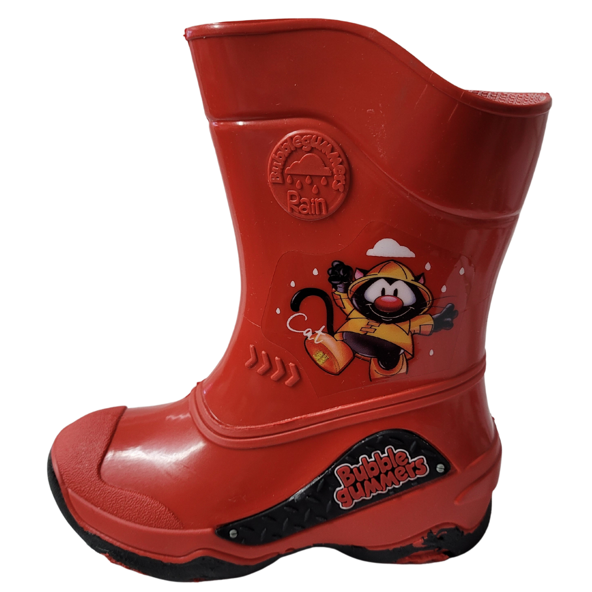 Bubble Gummers Bota lluvia Burbujas plastico rojo negro niño  15-21