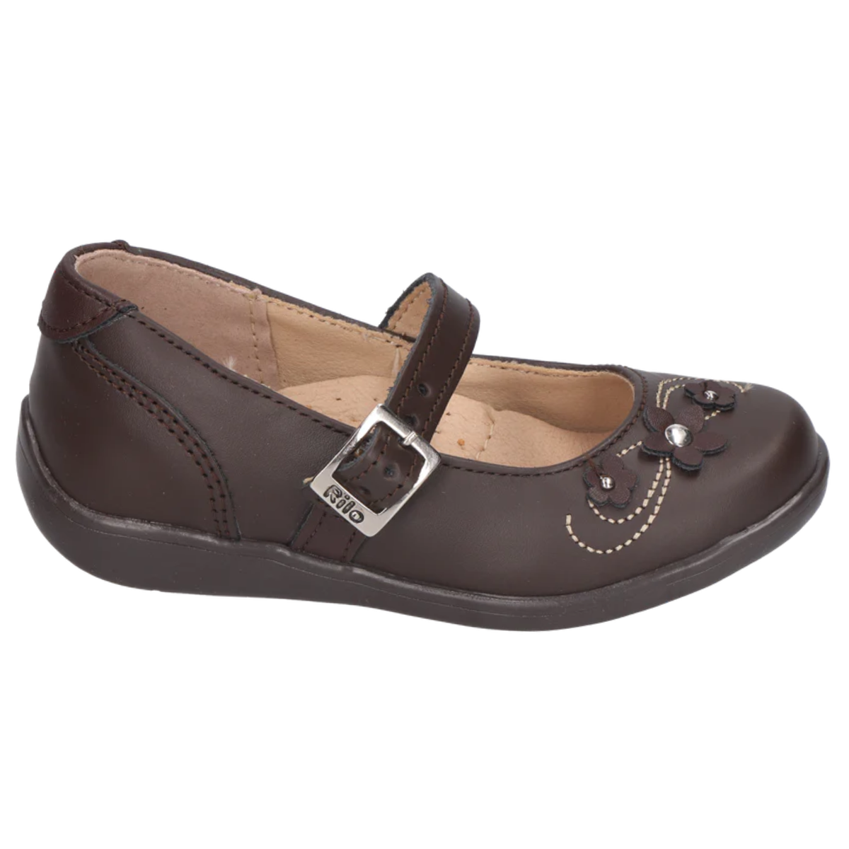 Rilo zapato escolar EA8202 vacuno café niña 15-17