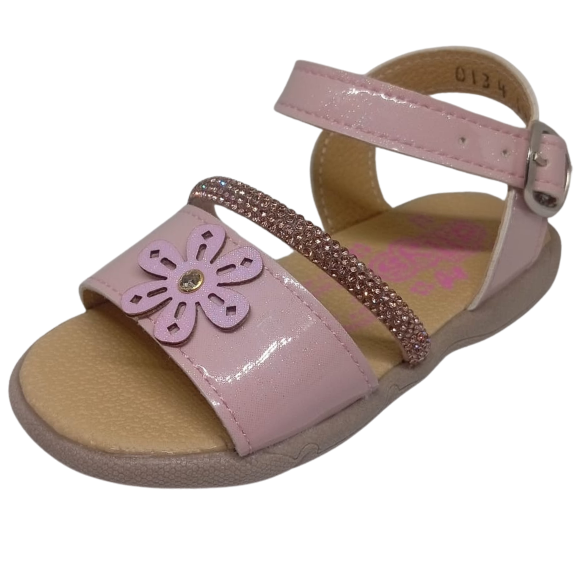 Allys 0134 sandalia charol rosa flor brillos niña 13 a 21