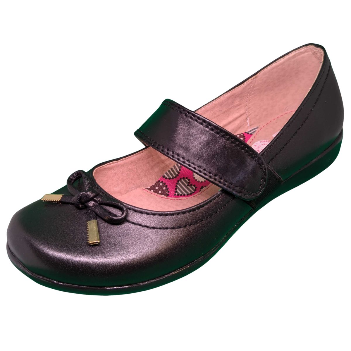 Risel zapato escolar 08 negro piel resorte moño niña dama 22 a 25