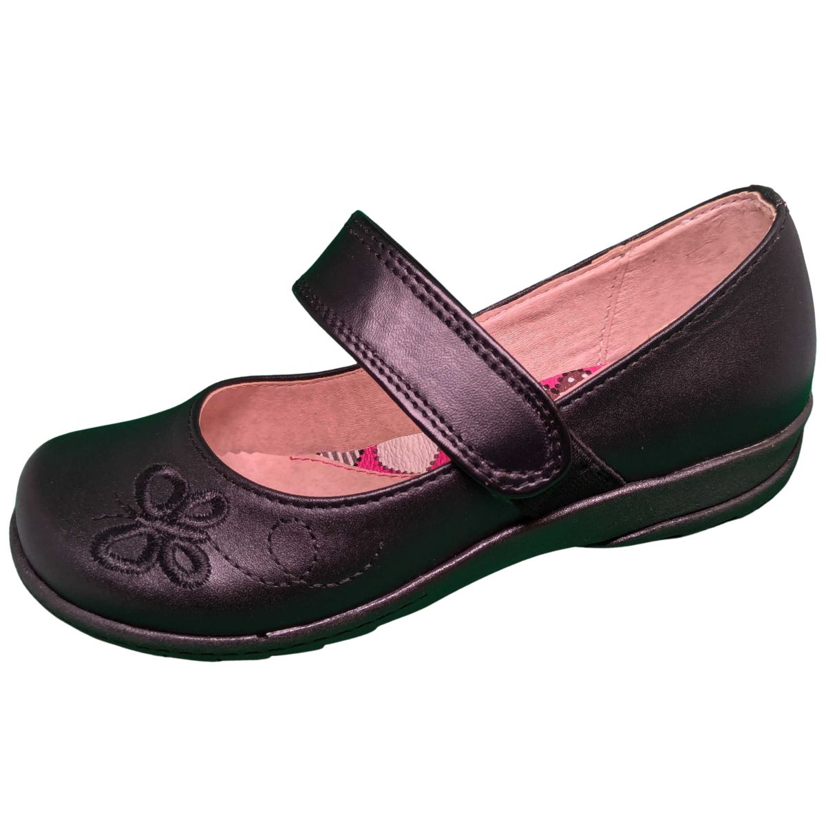 Risel zapato escolar 140 negro piel resorte mariposa niña 18 a 21.5