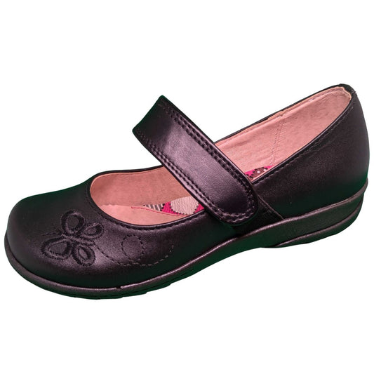 Risel zapato escolar 140 negro piel resorte mariposa niña 18 a 21.5