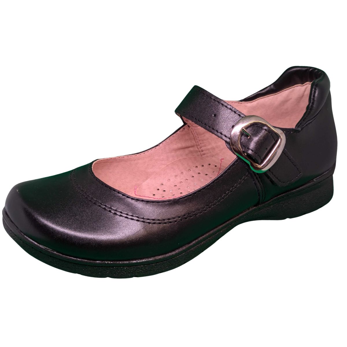 Risel zapato escolar 04 negro piel hebilla niña dama 22 a 25