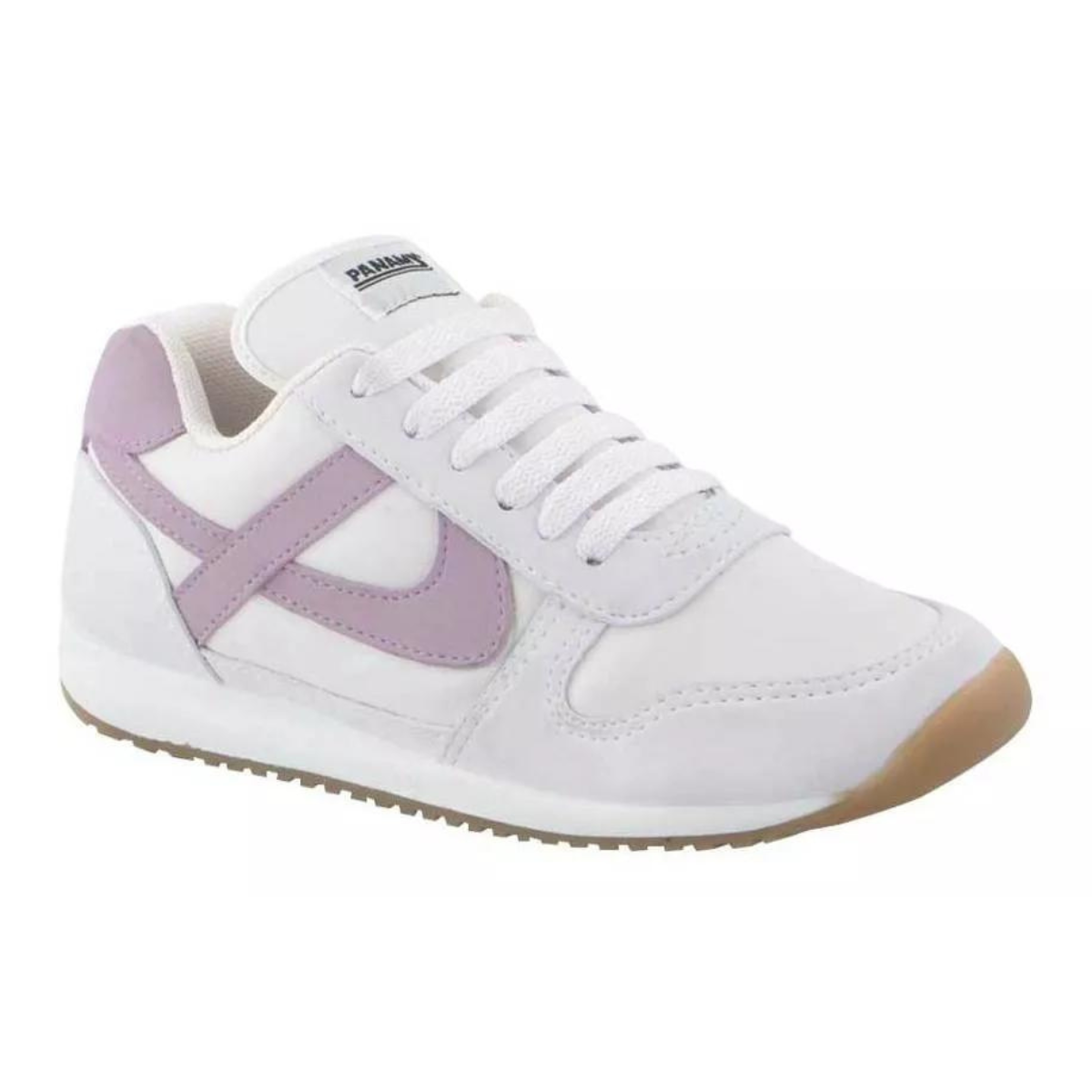 Panam tenis 10319 sintetico blanco logo lila dama 22 a 26