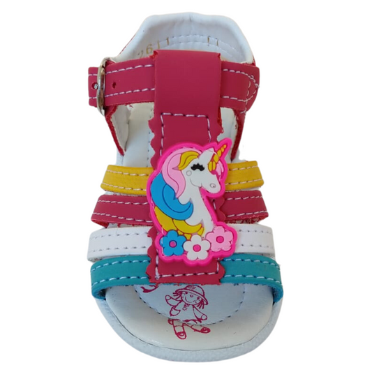 Kangurin Sandalia 2611 piel sintetico multicolor unicornio bebé 10 al 13