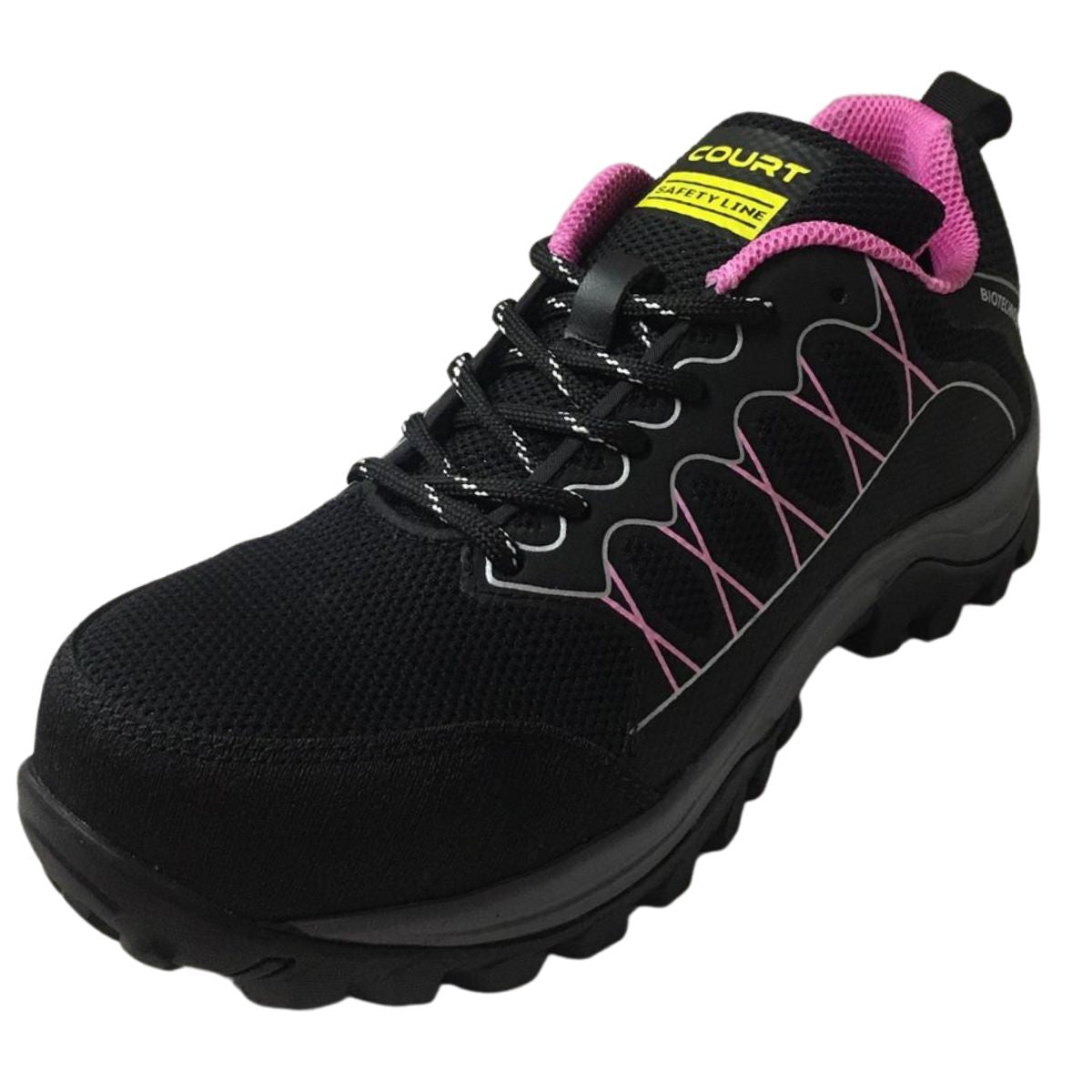 Court 200ZXC Tenis Industrial textil negro rosa dama 23 a 26