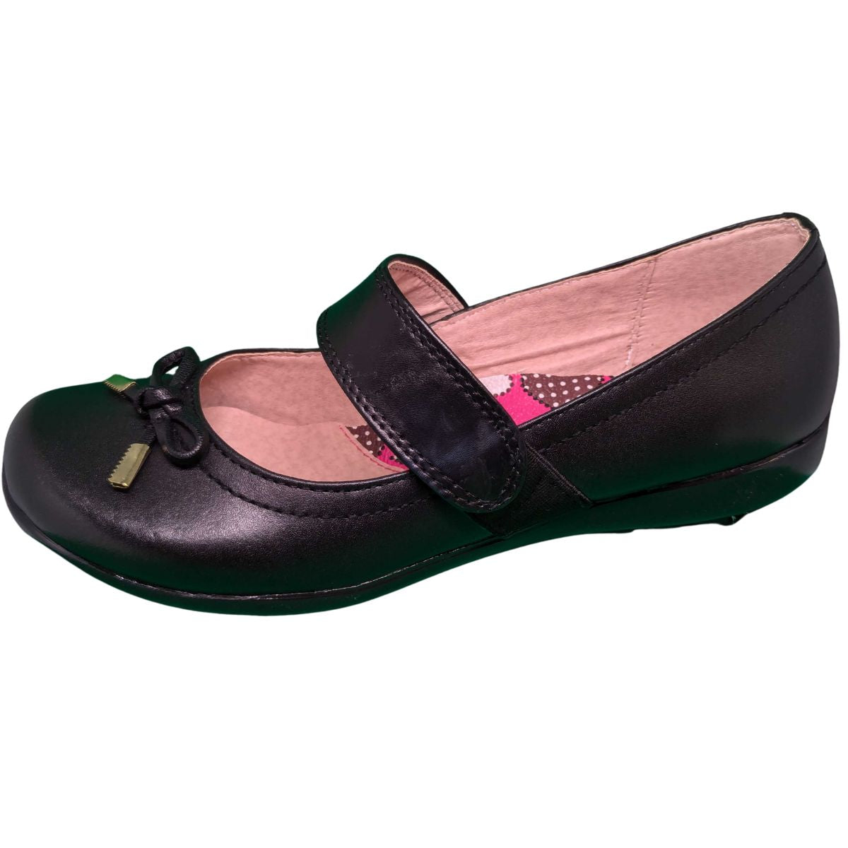 Risel zapato escolar 08 negro piel resorte moño niña dama 22 a 25