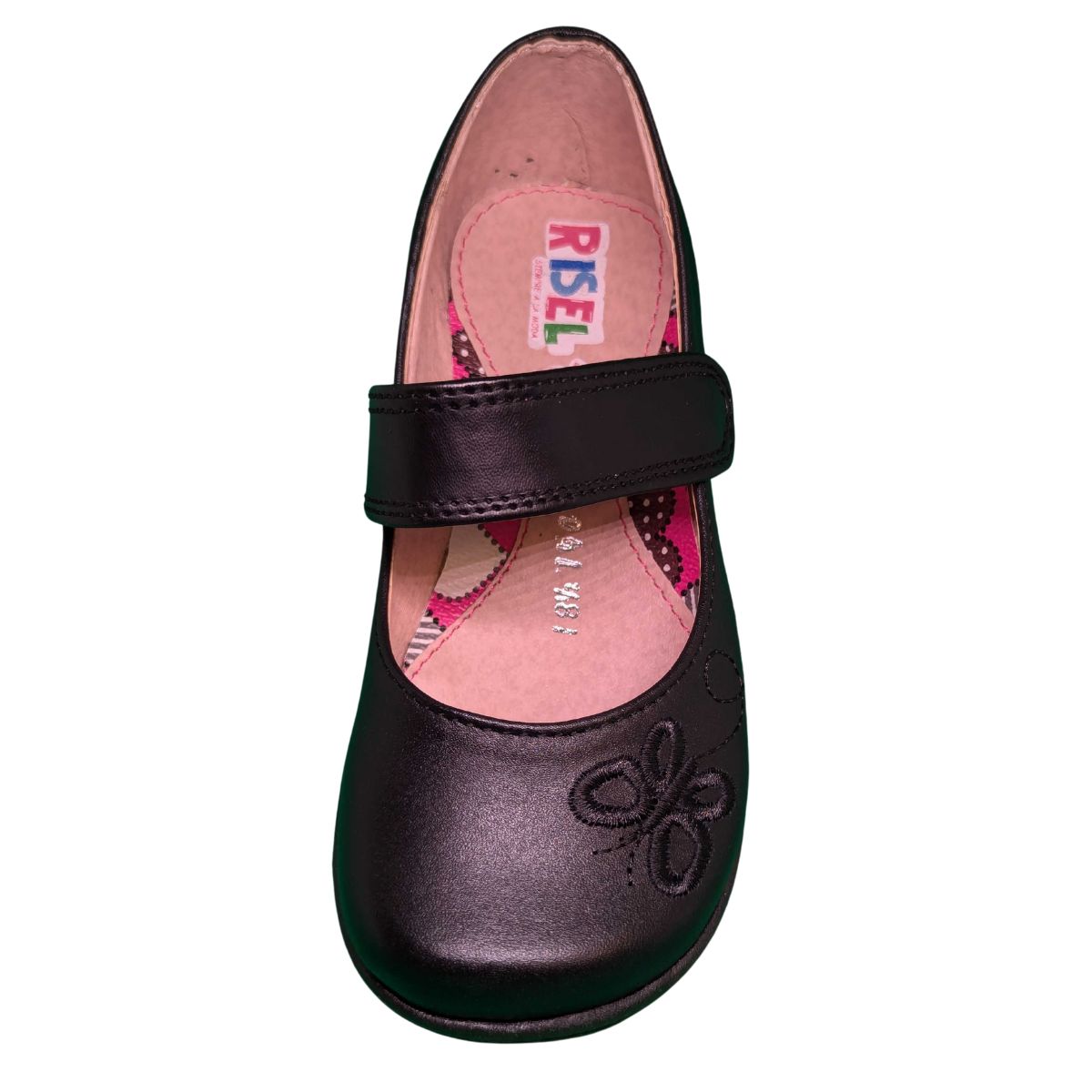 Risel zapato escolar 140 negro piel resorte mariposa niña 18 a 21.5