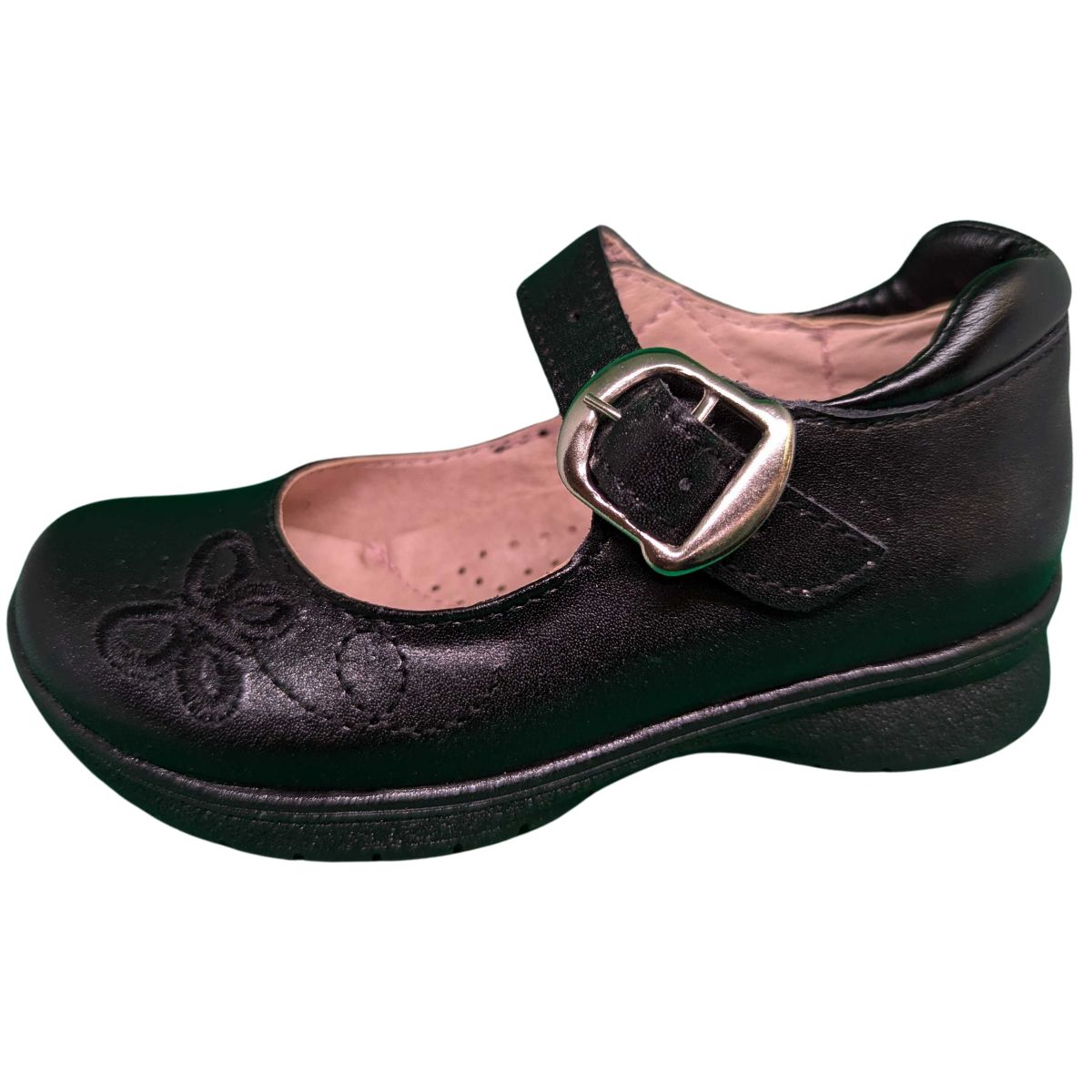 Risel zapato escolar 70 negro piel hebilla mariposa niña 15 a 17.5