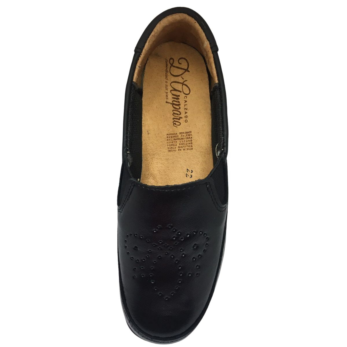 Amparo Zapato 804 confort acojinado piel negro dama 22 a 26