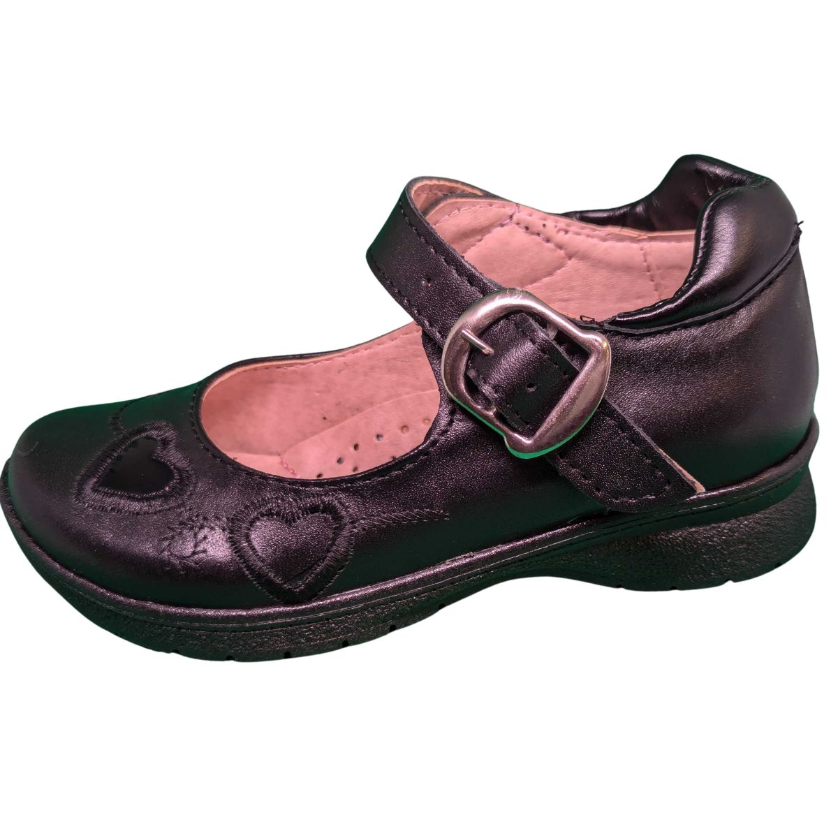 Risel zapato escolar 110 negro piel hebilla corazón niña 15 a 17.5