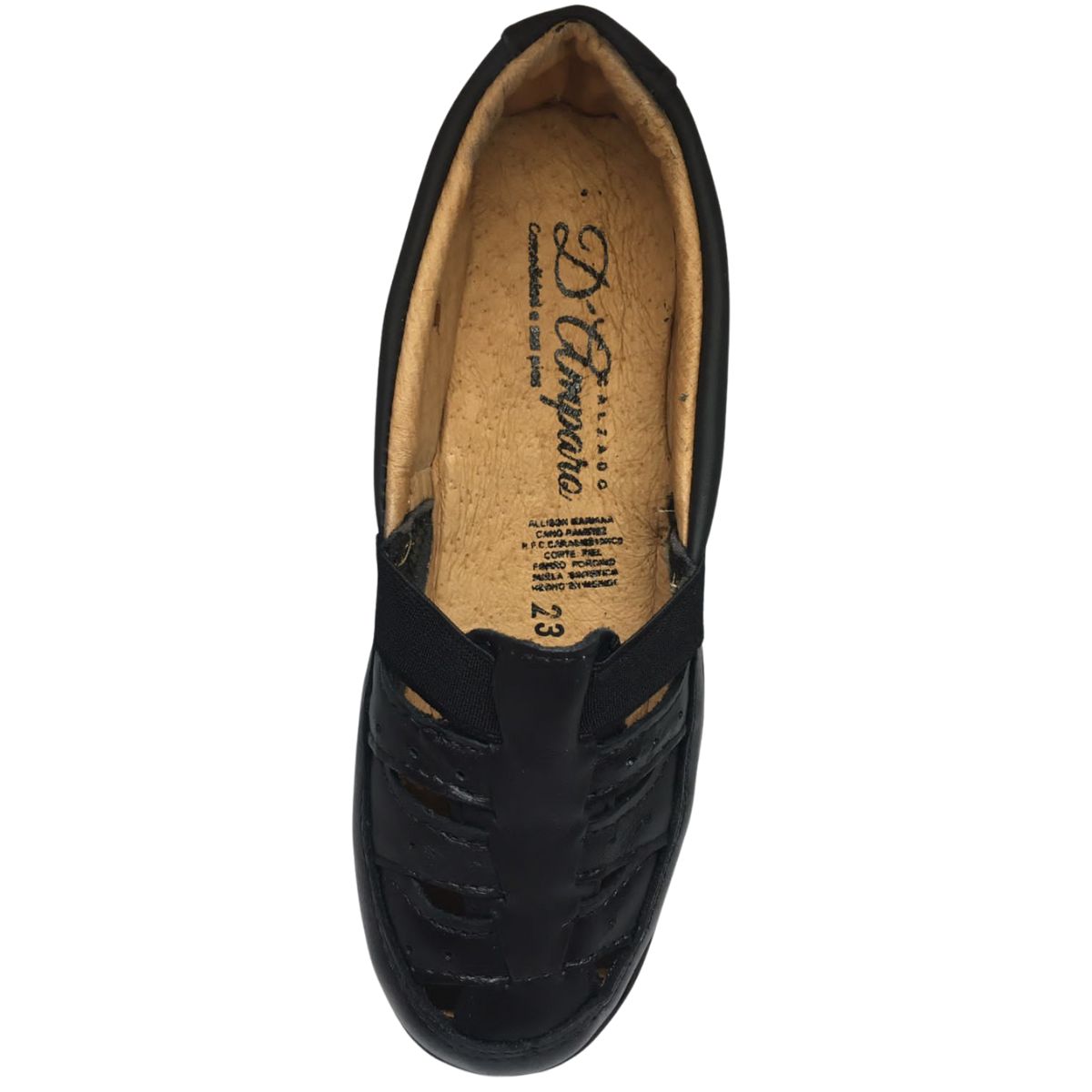 Amparo Zapato 602 confort acojinado piel negro dama 22 a 26