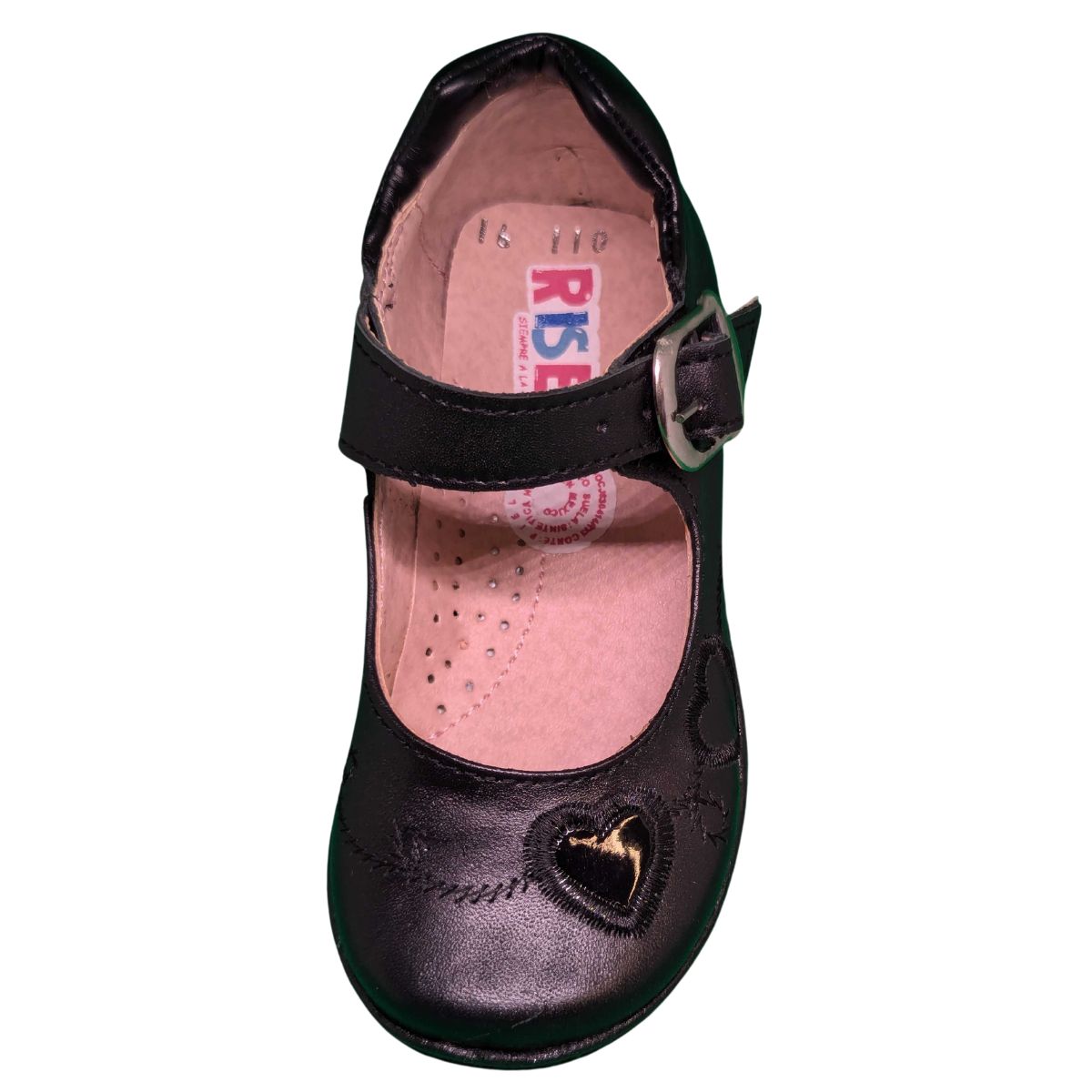 Risel zapato escolar 110 negro piel hebilla corazón niña 15 a 17.5