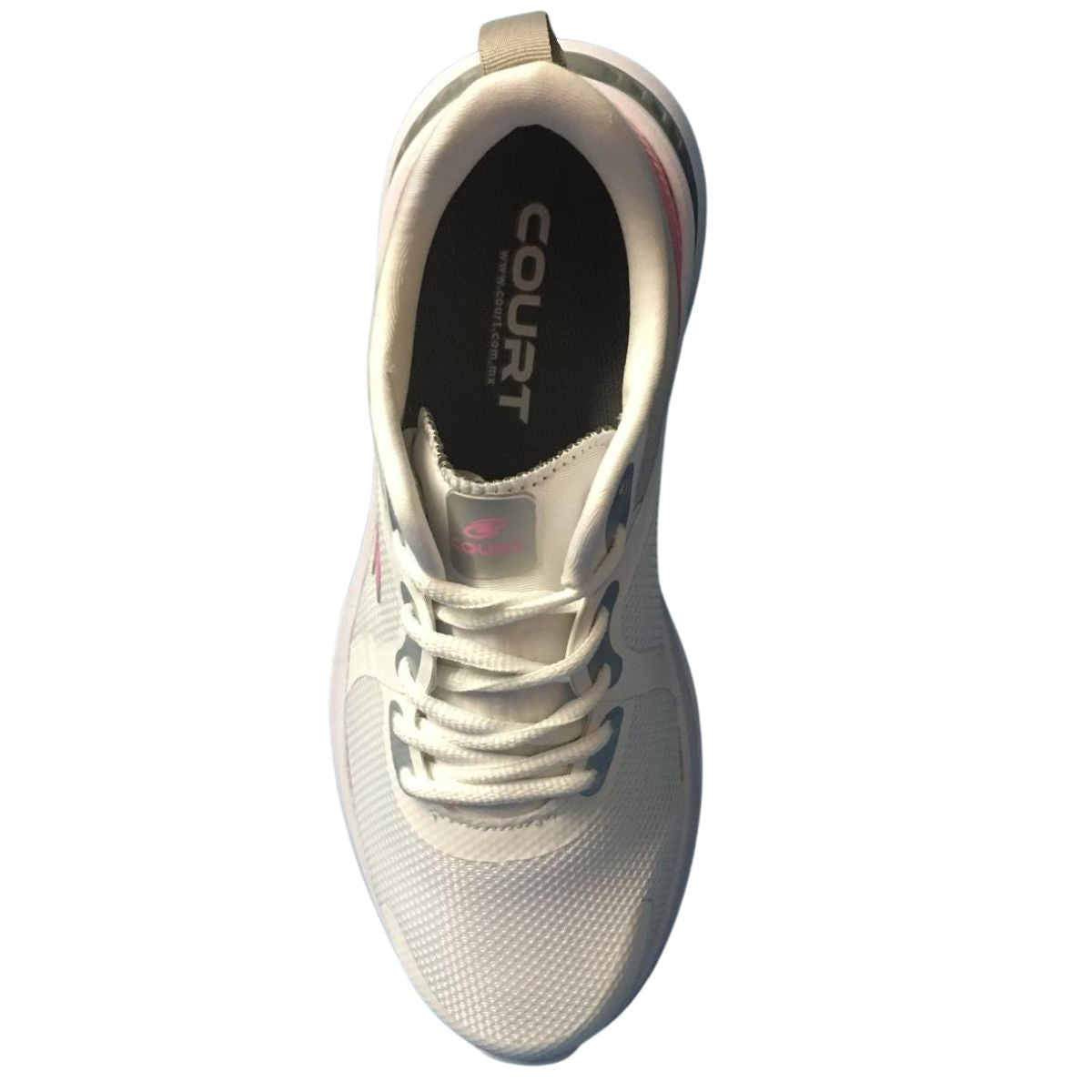 Court A1779J tenis deportivo textil blanco rosa dama 23 a 26