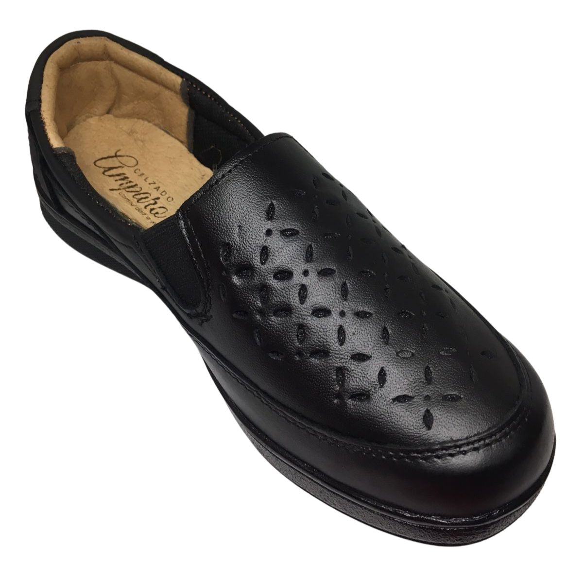 Amparo Zapato 803 confort acojinado piel negro dama 22 a 26