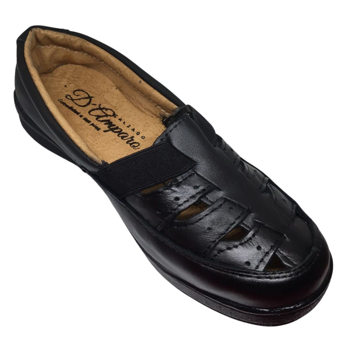 Amparo Zapato 602 confort acojinado piel negro dama 22 a 26