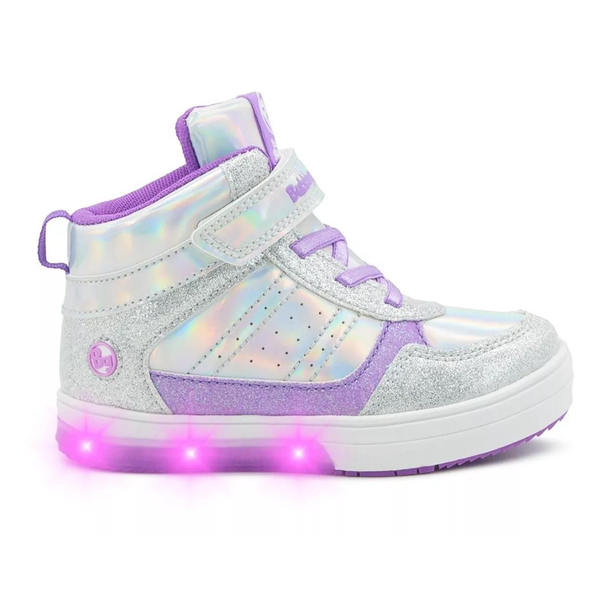 Bubble Gummers Tenis Palacio plata lila luces niña 14 a 20 BUEN FIN