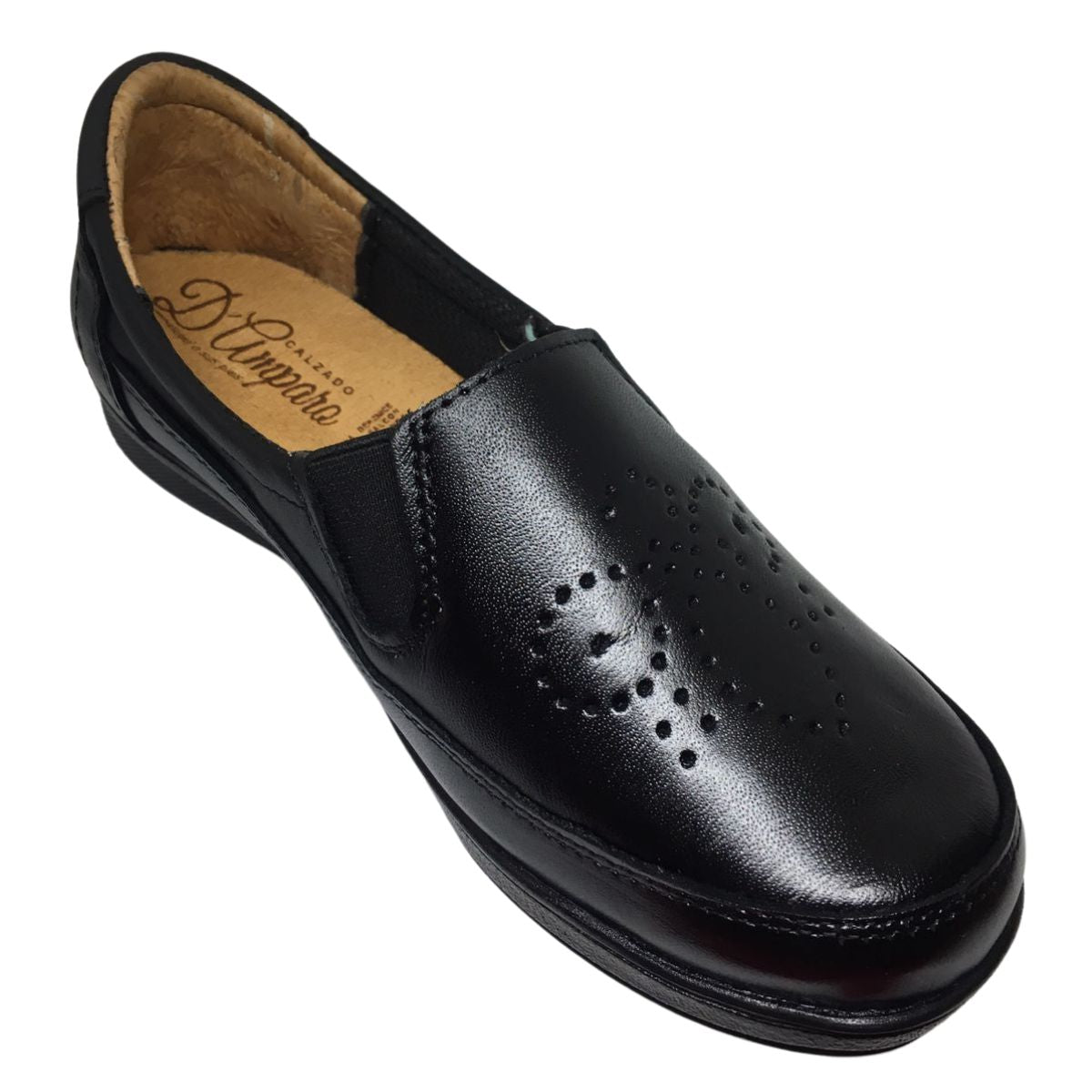 Amparo Zapato 804 confort acojinado piel negro dama 22 a 26