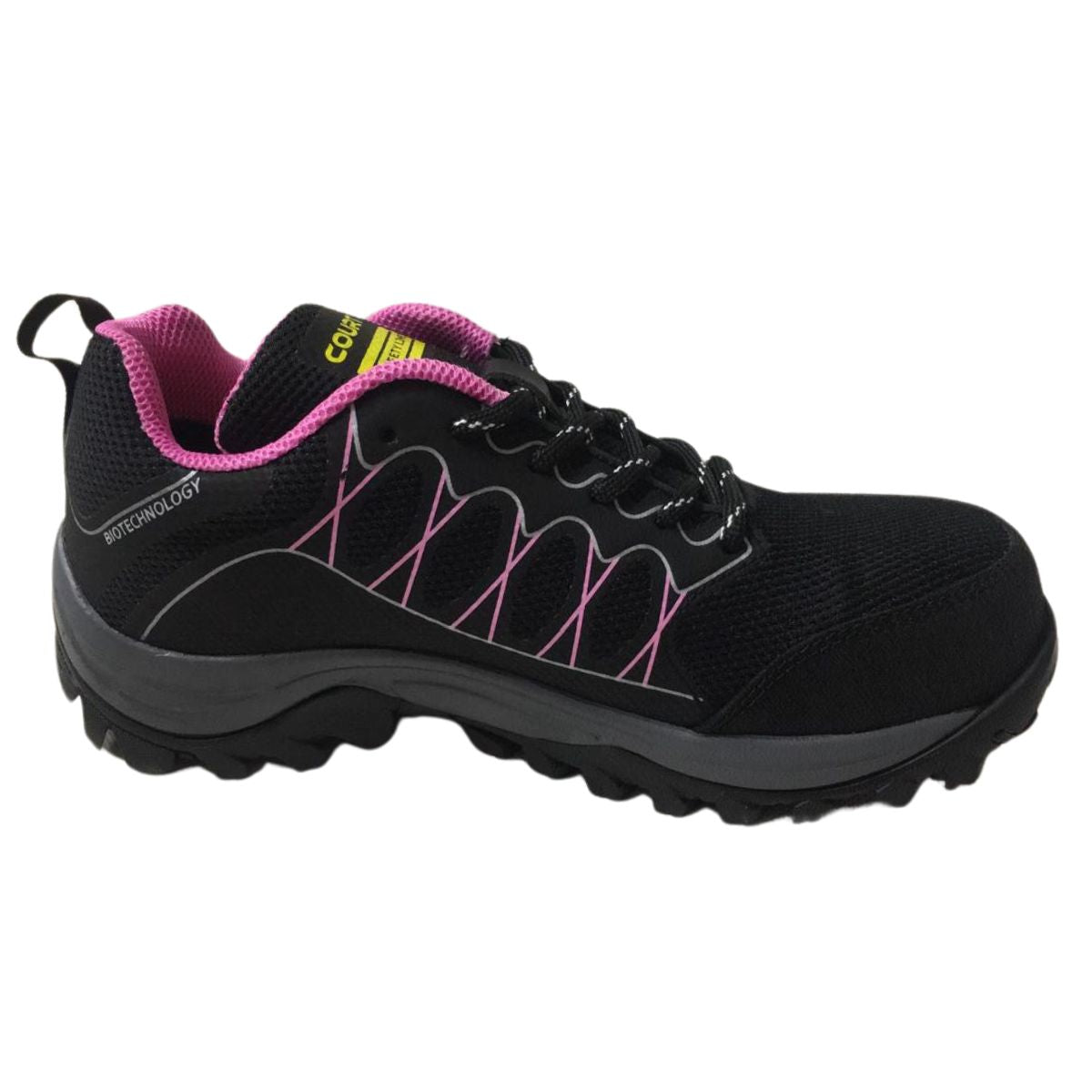 Court 200ZXC Tenis Industrial textil negro rosa dama 23 a 26