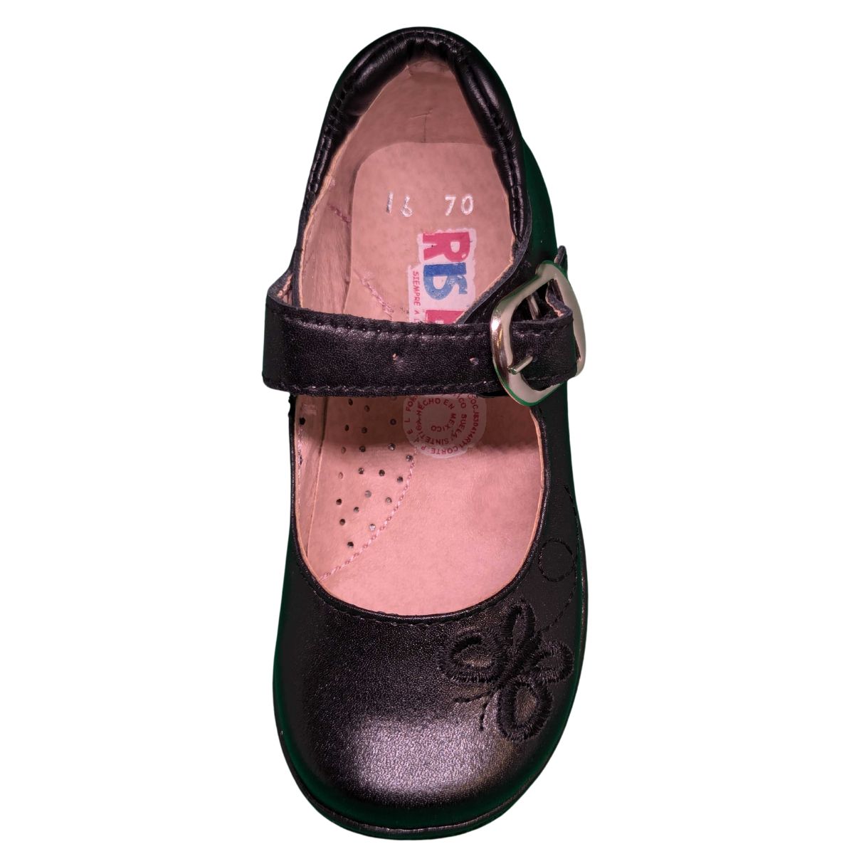 Risel zapato escolar 70 negro piel hebilla mariposa niña 15 a 17.5