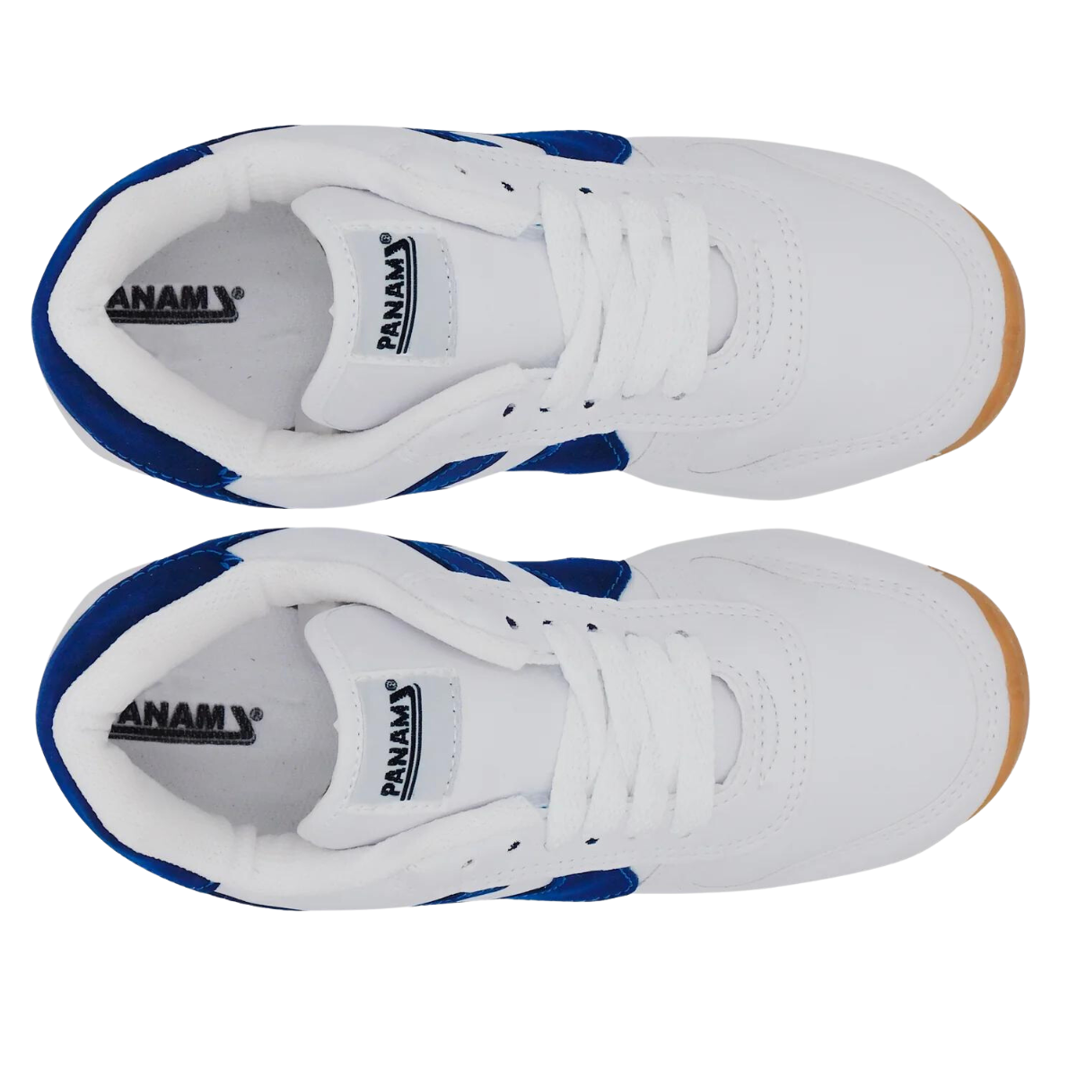 Panam tenis escolar 10319 sintetico blanco logo azul  joven caballero 22 a 29