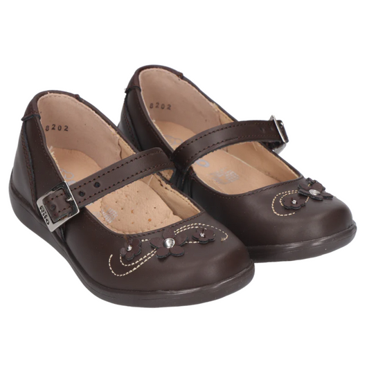 Rilo zapato escolar EA8202 vacuno café niña 15-17