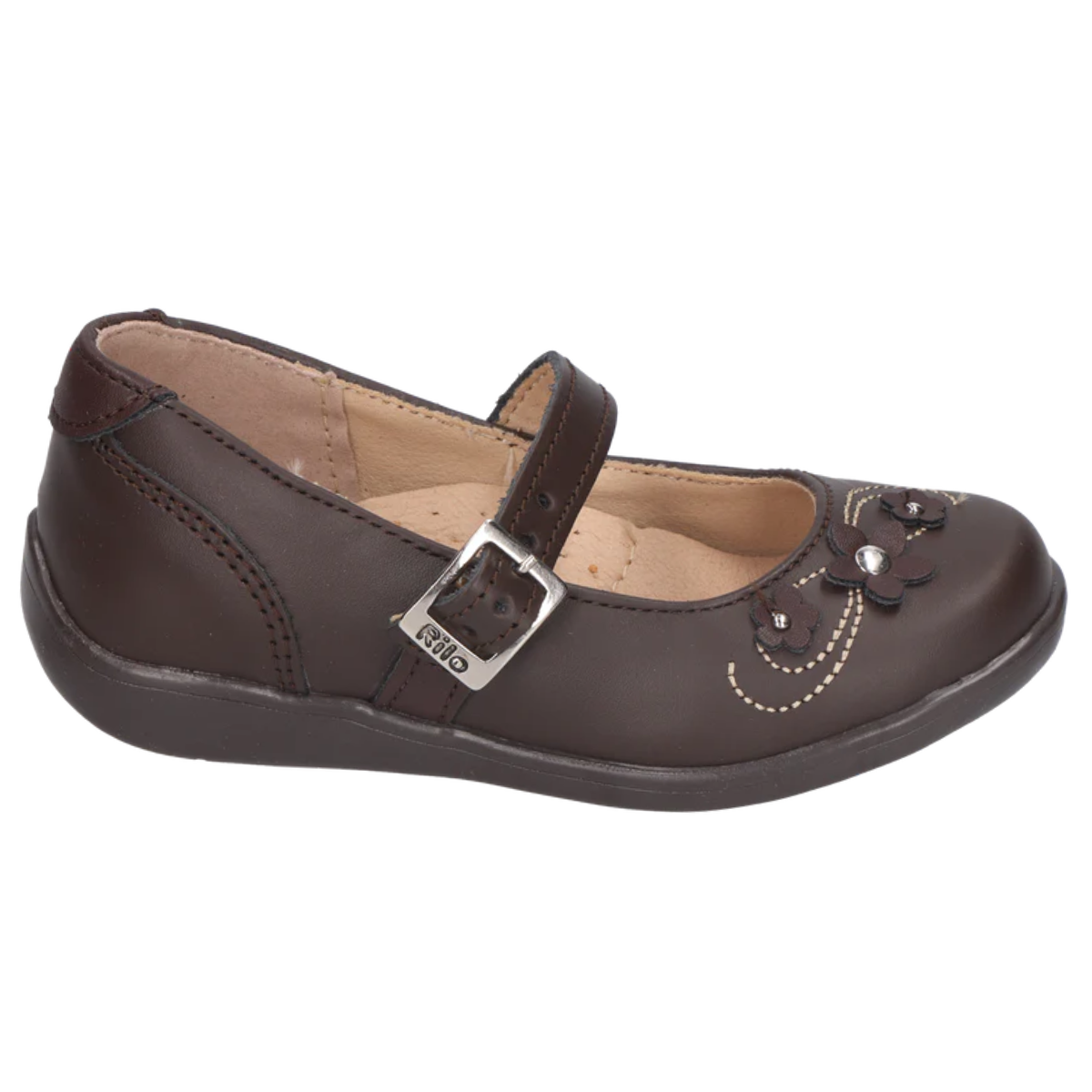 Rilo zapato escolar EA8202 vacuno café niña 15-17 BUEN FIN