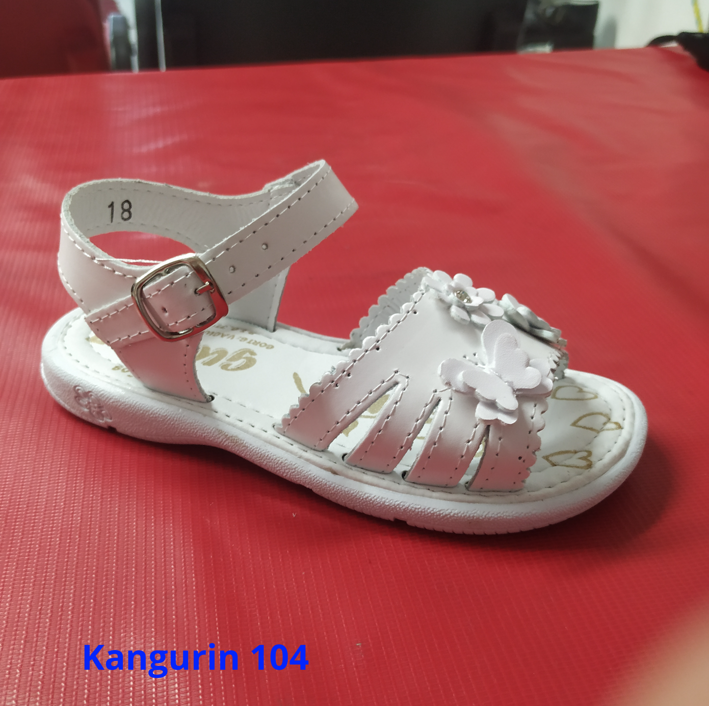 Kangurin sandalia niña Modelo 104 piel todo blanco  18 al 21